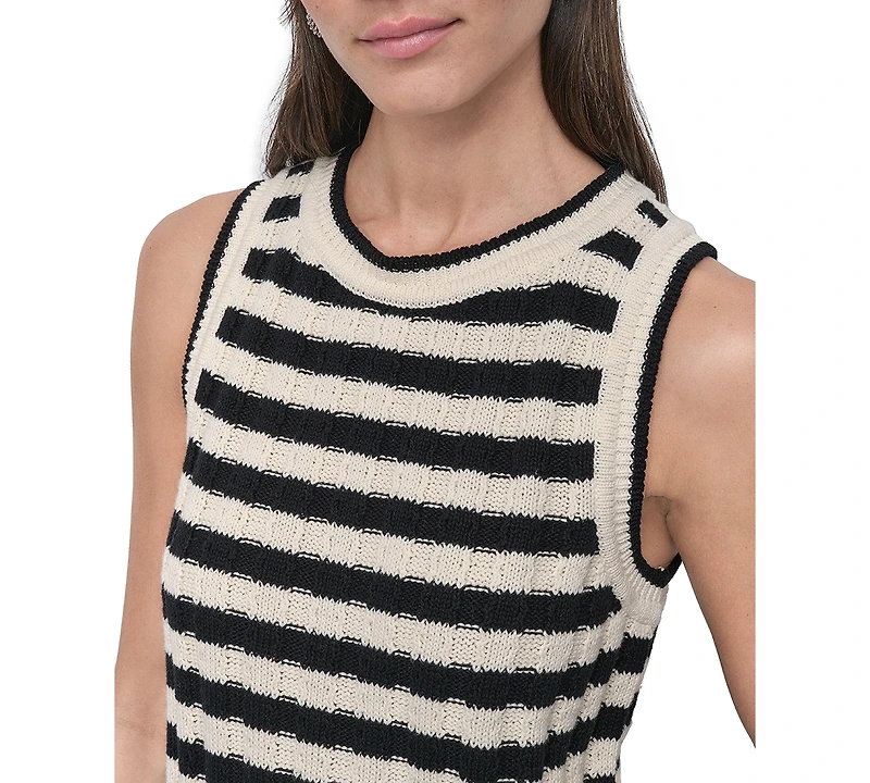 Dkny Jeans Women's Ribbed Striped Crewneck Tank Top
