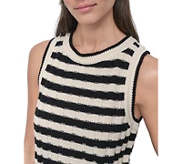 Dkny Jeans Women's Ribbed Striped Crewneck Tank Top