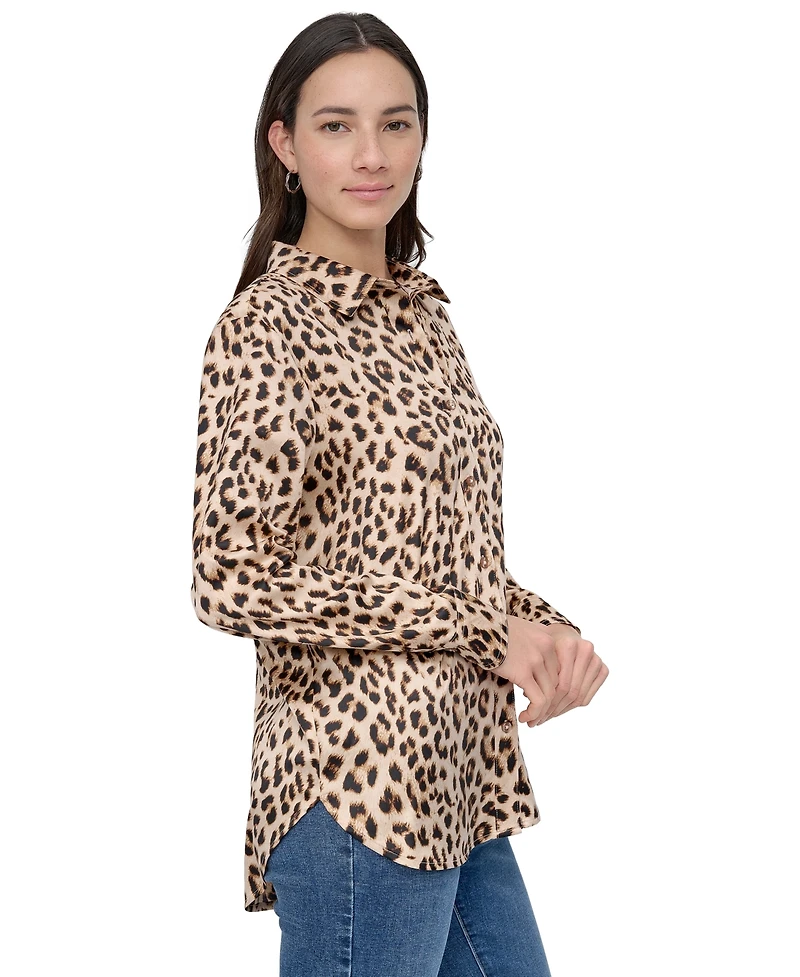 Dkny Jeans Women's Classic-Fit Button-Front Long-Sleeve Blouse - L3Z