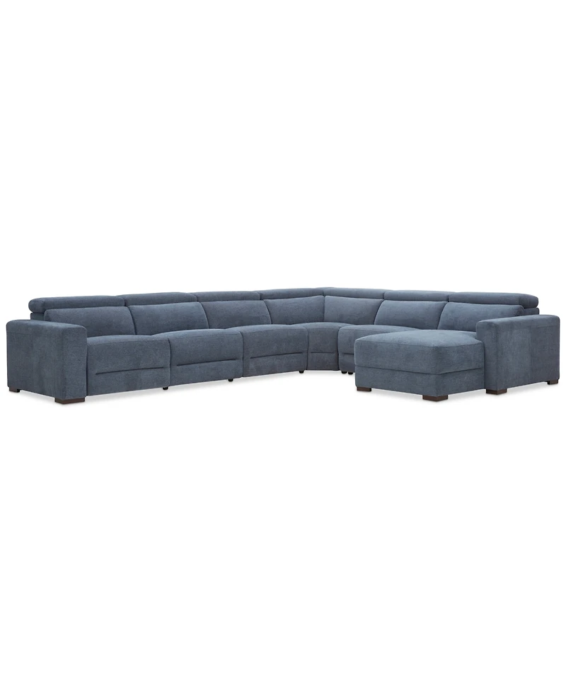 Nevio -Pc. Fabric Power Headrest Sectional with Motion Chairs