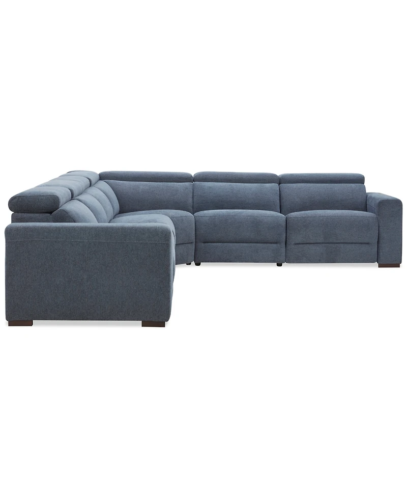 Nevio -Pc. Fabric Power Headrest Sectional with 3 Motion Chairs