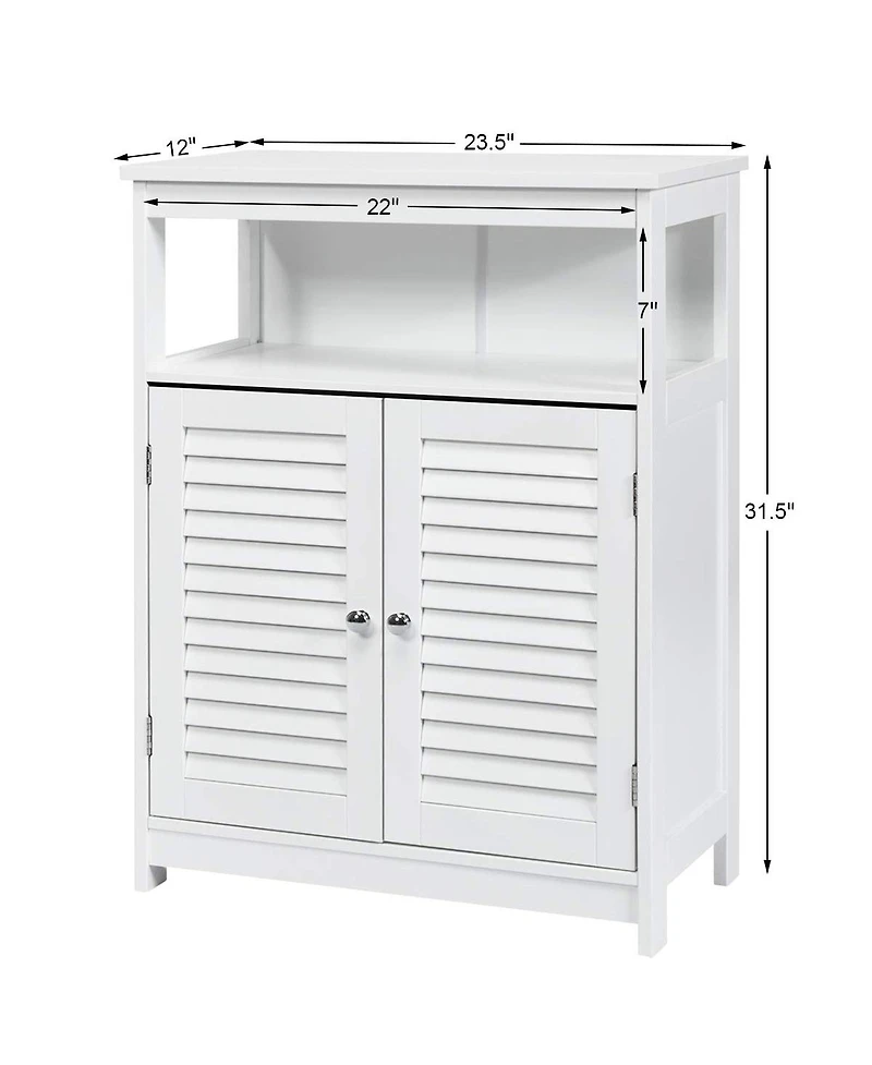 Wood Freestanding Bathroom Storage Cabinet with Double Shutter Door
