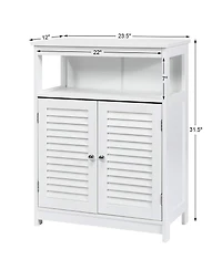 Wood Freestanding Bathroom Storage Cabinet with Double Shutter Door
