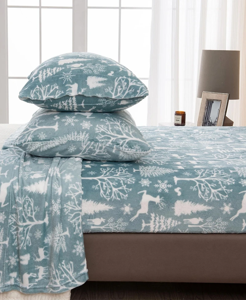 Linery & Co. Ultra-Soft Printed Velvet Plush Sheet Set