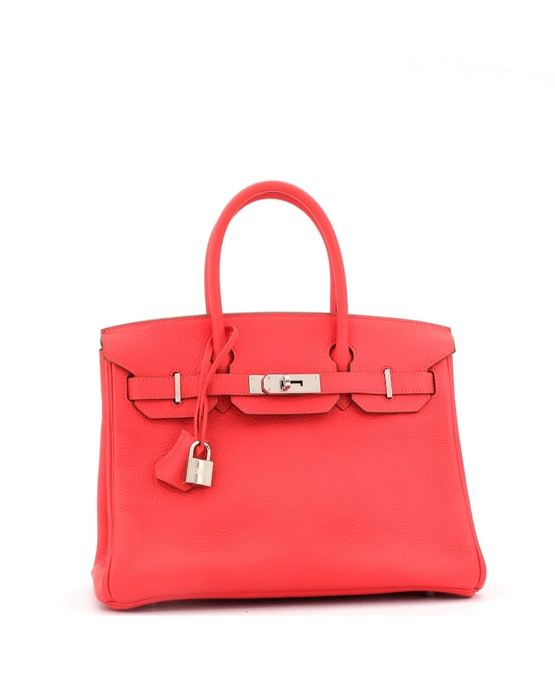 Pre-Owned Hermes Birkin 30 Handbag Pink Clemence with Palladium Hardware