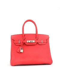 Pre-Owned Hermes Birkin 30 Handbag Pink Clemence with Palladium Hardware