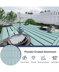 Aoodor 3-Piece Outdoor Patio Dining Set, Aluminum Furniture Set with 1 Rectangular Picnic Table and 2 Benches for Garden, Lawn, Yard