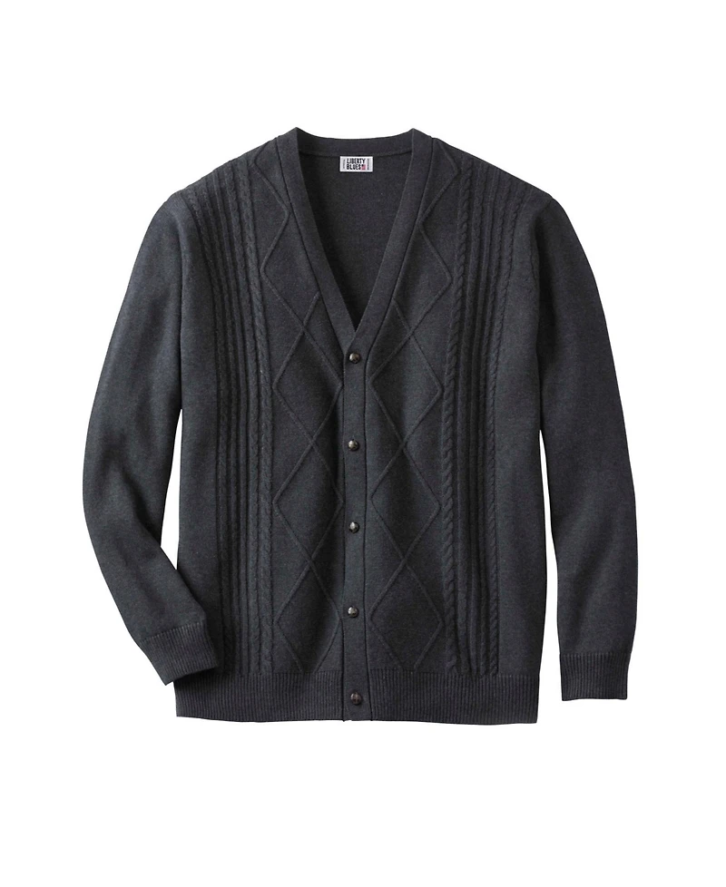 KingSize Big & Tall Shoreman's Cardigan Cable Knit Sweater
