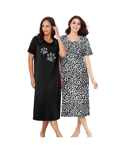 Dreams & Co. Women's 2-Pack Long Sleepshirts