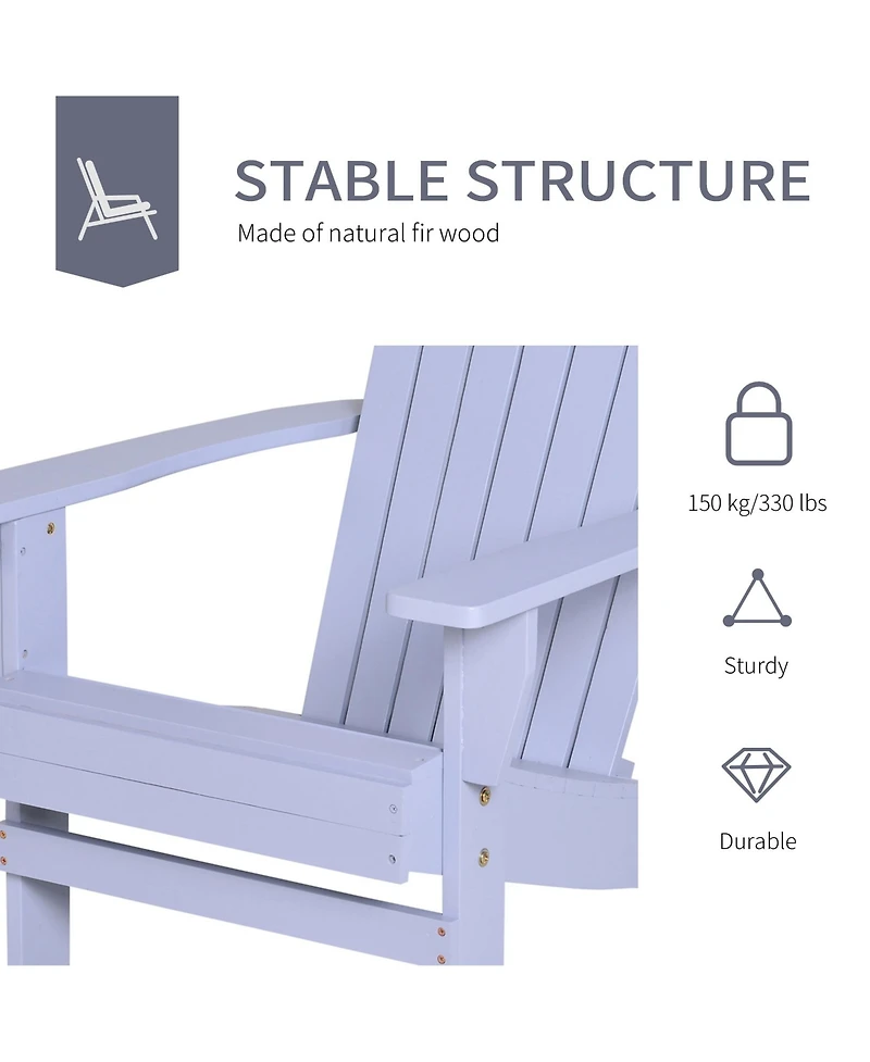 Wooden Adirondack Chair, Outdoor Patio Lawn Chair with Cup Holder, Weather Resistant Lawn Furniture