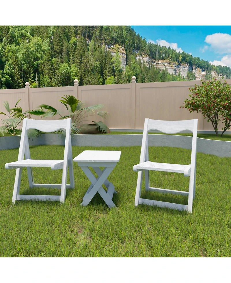 Foldable Small Table and Chair Set with 2 Chairs and Rectangular Table