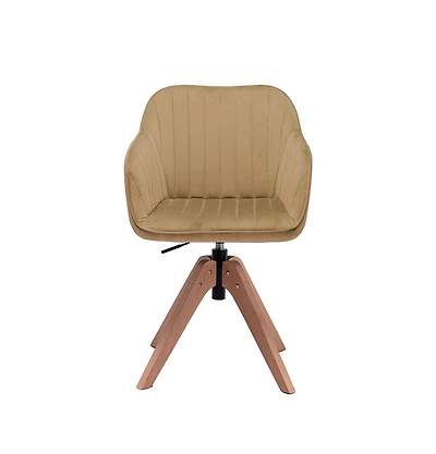 Velvet Arm Chair with Wooden Legs for Dining Room Table or Sitting Area