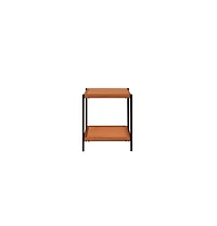 Modern Square End Table with Open Shelf – Metal Frame & Wood Top