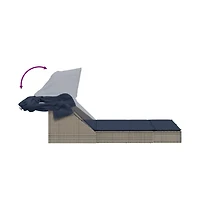 Double Sun Lounger with Canopy and Cushions Gray Poly Rattan