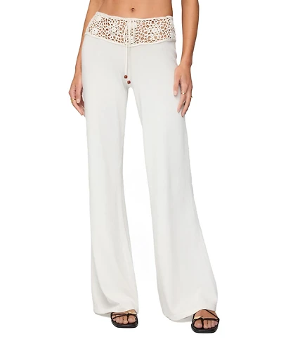 Edikted Women's Kirsty Crochet Waist Knit Pants