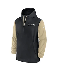 Nike Men's Black/Gold New Orleans Saints 2024/25 Sideline Pre-Game Player 1/2-Zip Hoodie