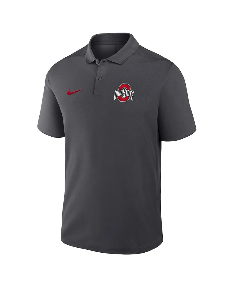 Nike Men's Anthracite Ohio State Buckeyes Primetime Victory Primary Logo Performance Polo Shirt