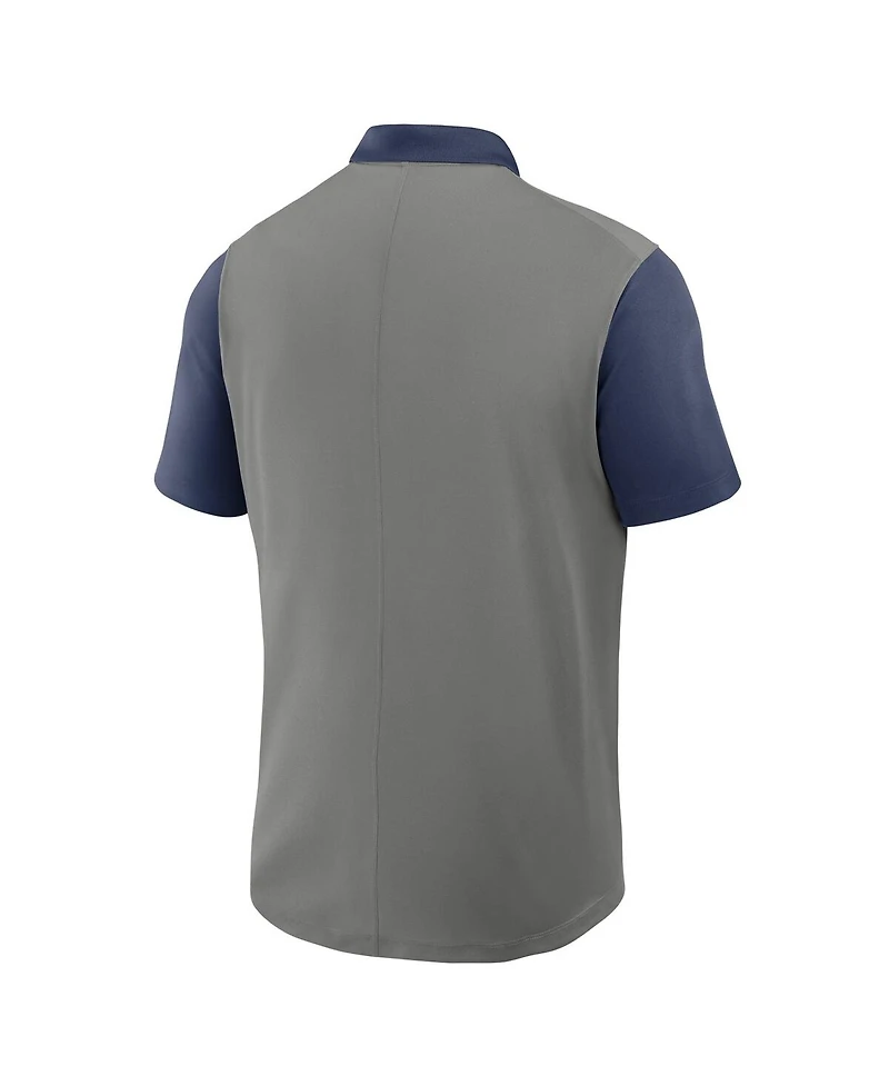 Nike Men's Gray/Navy New York Yankees Cooperstown Collection Color-Block Victory Performance Polo Shirt