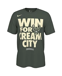 Nike Men's and Women's Hunter Green Milwaukee Bucks 2025 Nba Playoffs On-Court Mantra T-Shirt