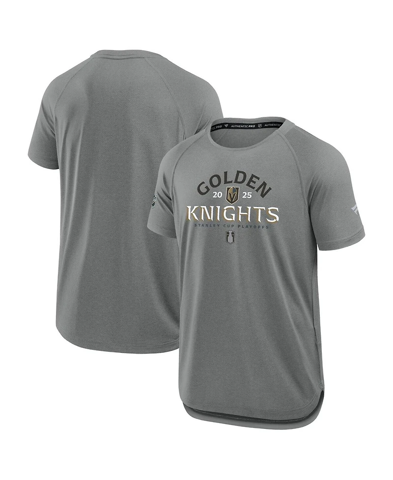Fanatics Men's Heather Gray Vegas Golden Knights 2025 Stanley Cup Playoffs Authentic Pro Rink Performance T-Shirt