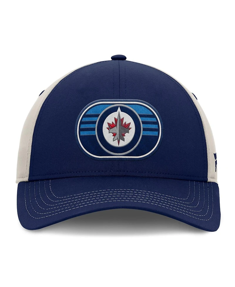 Fanatics Men's Navy/Gray Winnipeg Jets 2025 Stanley Cup Playoffs Locker Room Trucker Adjustable Hat