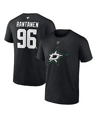 Fanatics Men's Mikko Rantanen Black Dallas Stars Authentic Stack Name Number T-Shirt