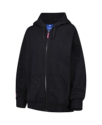 Terez Women's Black Golden State Warriors Oversized Allover Gemstone Full-Zip Hoodie