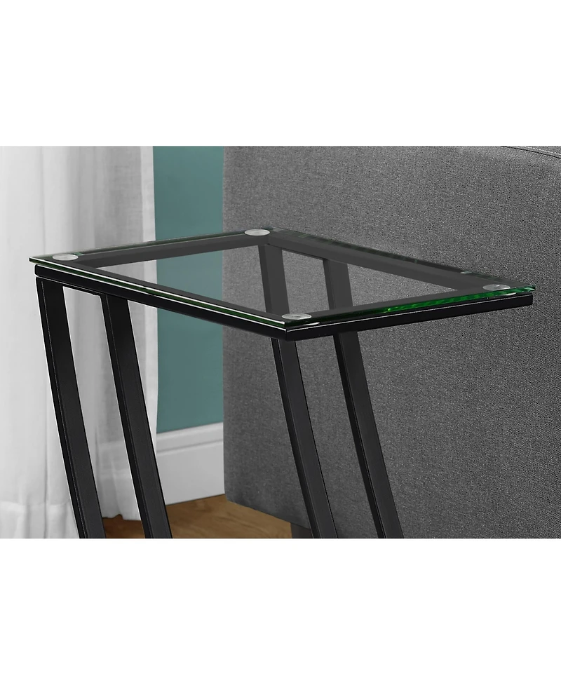 Contemporary Metal Frame Accent Table with Tempered Glass Top