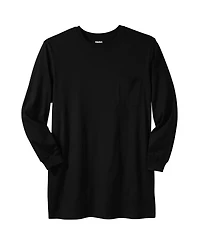 KingSize Men's Big & Tall Shrink-Less Lightweight Longer-Length Long-Sleeve Crewneck Pocket Tee