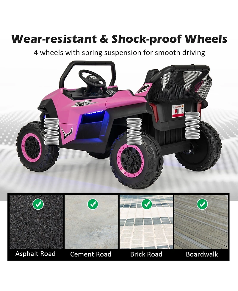 12V 2-Seater Kids Ride on Utv with Slow Start Function and Music Player