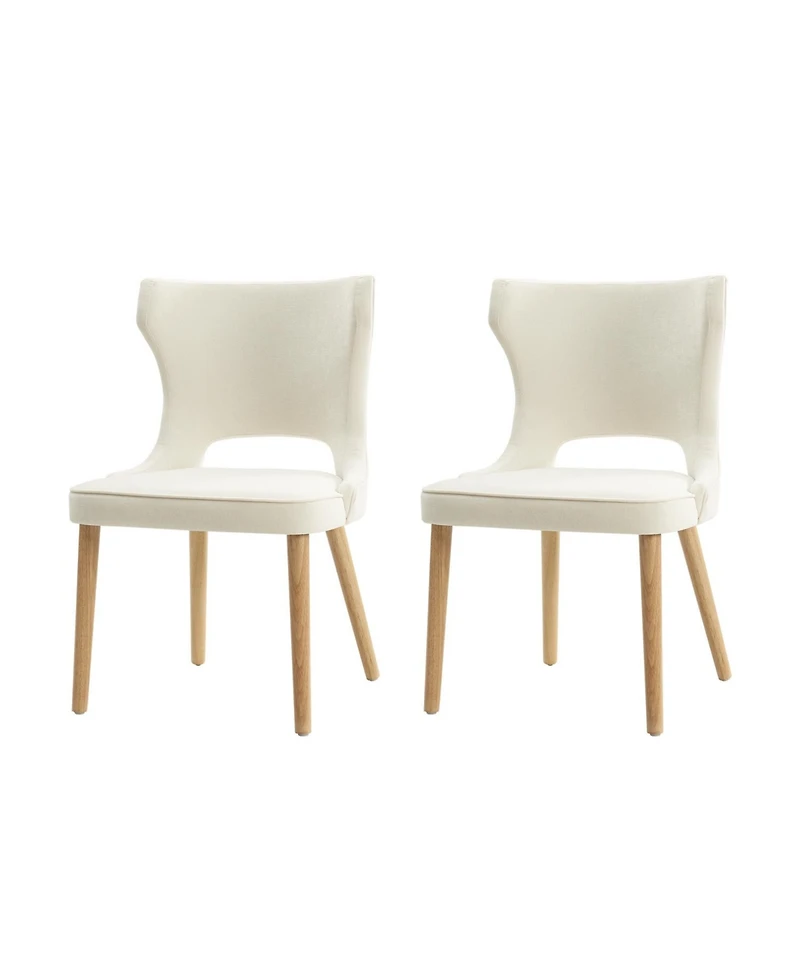 Rita Mid-Century Modern WaterProof Hollow Design Dining Chair with Wingback,Set of 2