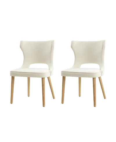 Rita Mid-Century Modern WaterProof Hollow Design Dining Chair with Wingback,Set of 2