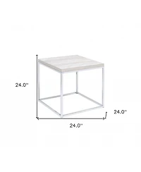 Industrial Square End Table with Wood Top and Metal Frame