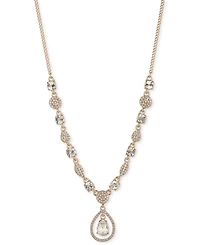 Givenchy Crystal Pear-Shape Orbital Pendant Necklace, 16" + 3" extender