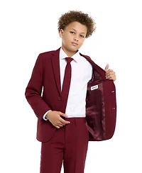 OppoSuits Big Boys Blazing Solid Color Suit, 3-Piece Set Including Blazer, Pants and Clip-On-Tie