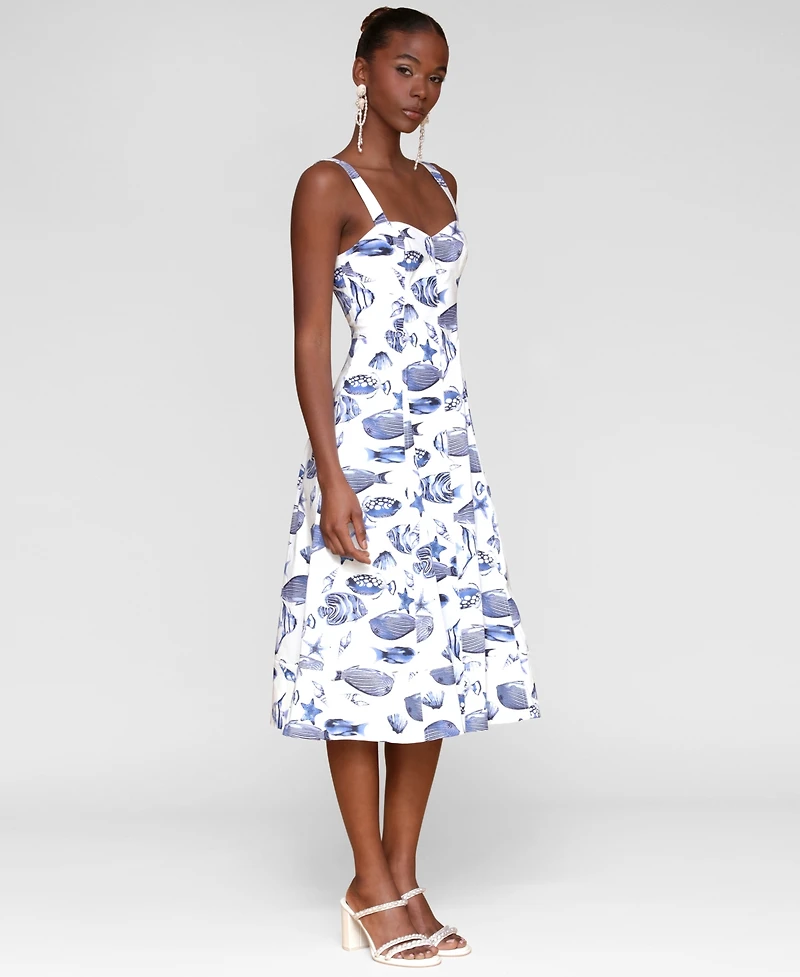 Avec Les Filles Women's Printed A-Line Midi Dress