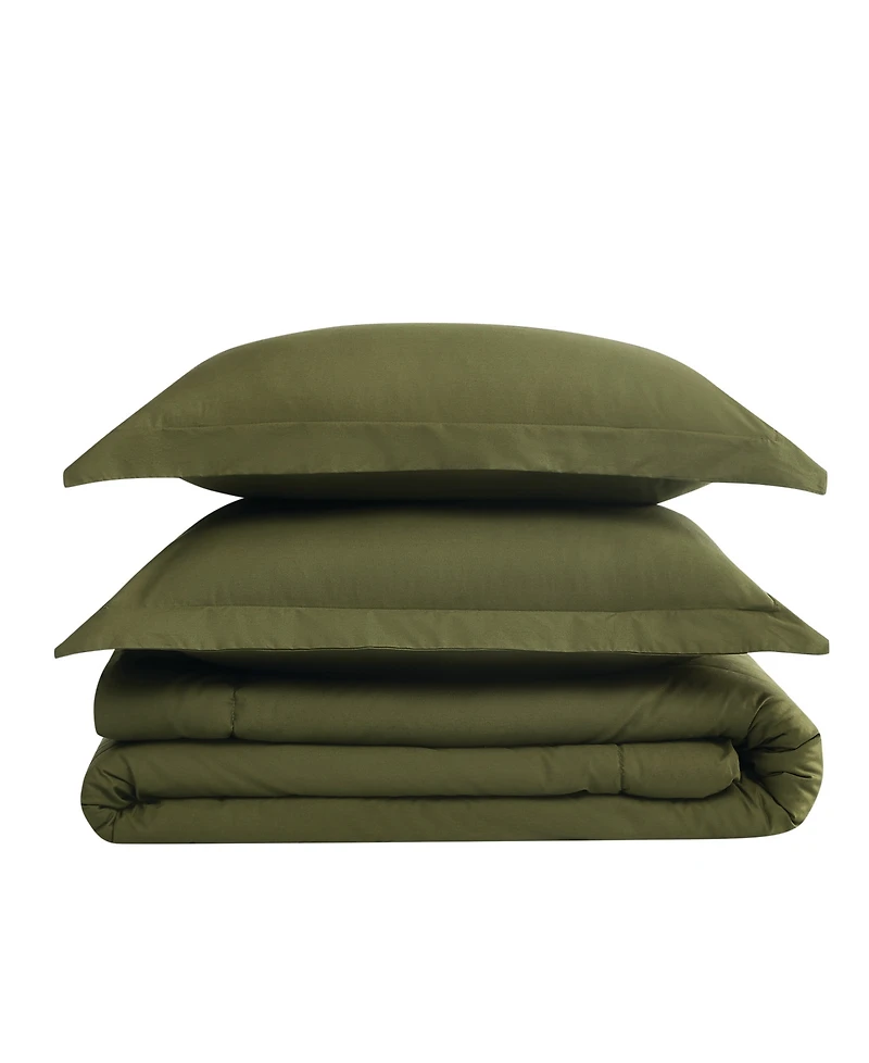 Brooklyn Loom Oversized Cotton Percale 3-Pc. Comforter Set, Full/Queen