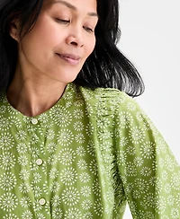 Style & Co Women's Printed Cotton Button-Front Blouse, Exclusively at Macy's