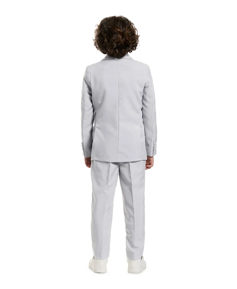 Opposuits Toddler and Little Boys Groovy Grey Slim Fit Solid Suit Including Blazer, Pants Clip-On-Tie