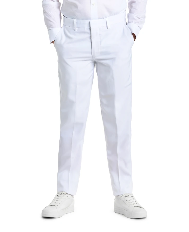 OppoSuits Teen Boys White Knight Slim Fit Solid Suit Including Blazer, Pants and Clip-On-Tie