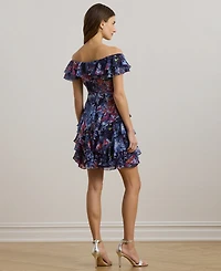 Lauren Ralph Women's Print Off-the-Shoulder Cocktail Dress