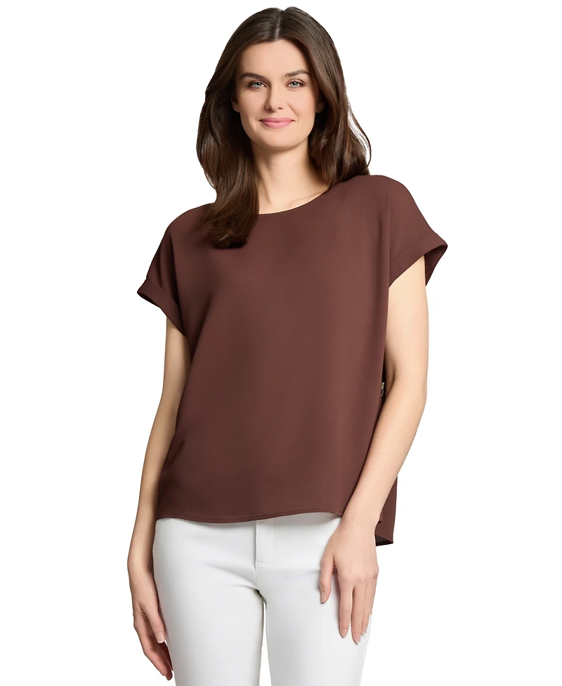 Jones New York Women's Button-Side Cuffed Top