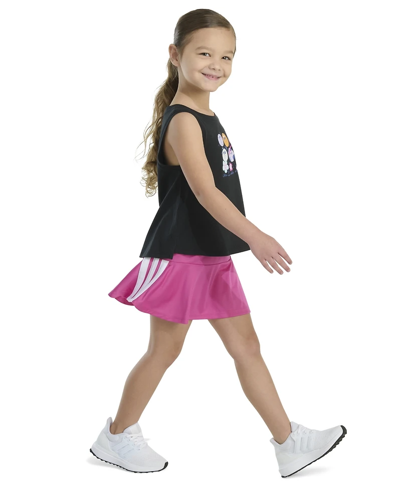 adidas Toddler and Little Girls 2-Piece Waist Tank and 3-Stripe Skort Set