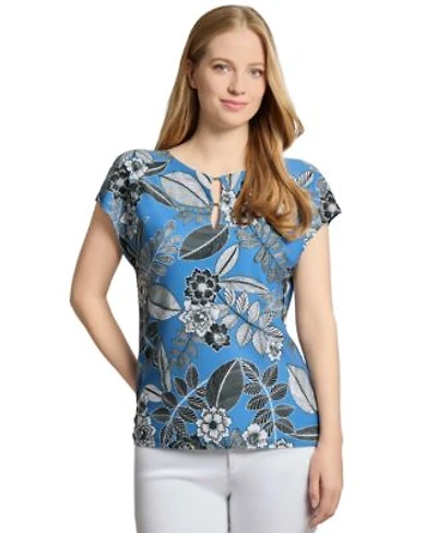 Jones New York Womens Printed Keyhole Extended Shoulder Top Pxs Xl