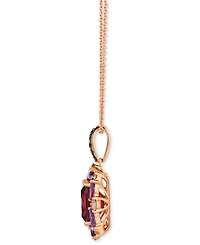 Le Vian Pomegranate Garnet (2-3/8 ct. t.w.), Grape Amethyst (3/8 ct. t.w.) & Diamond (1/4 ct. t.w.) Halo Adjustable 20" Pendant Necklace in 14k Rose G
