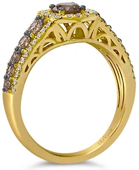 Le Vian Chocolate Diamond & Nude Diamond Halo Ring (1-1/4 ct. t.w.) in 14k Gold