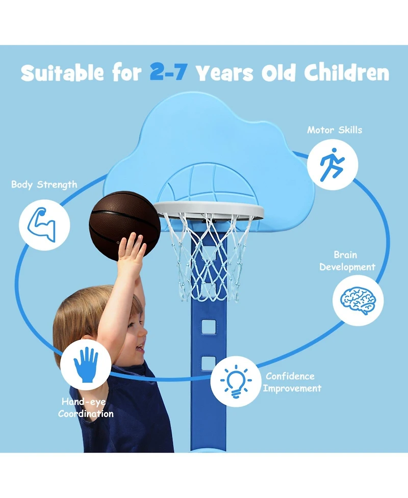 3-in-1 Kids Adjustable Basketball Hoop Set with Balls