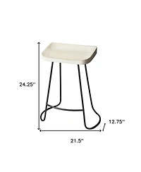 Wood and Iron Backless Counter Height Bar Chair