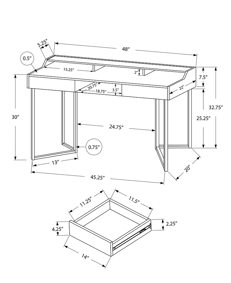 Sleek Writing Table with Storage Drawers for Study or Workspace
