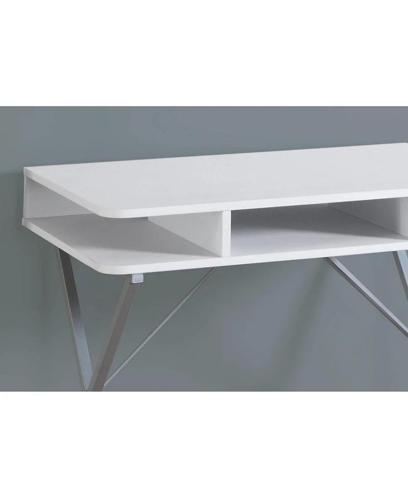 Modern Computer Desk with Sleek Metal Frame and Wood Top